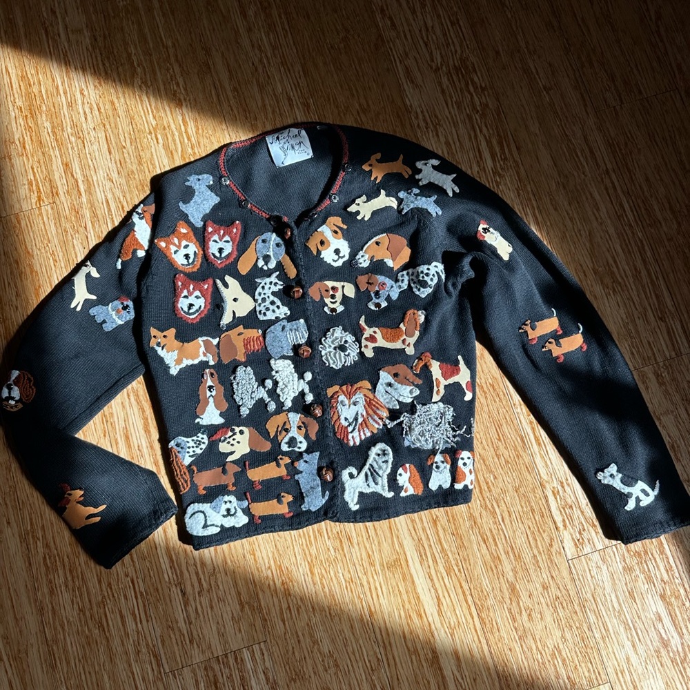 Michael Simon Vintage 1990s Dog Cardigan - Picture 3 of 15